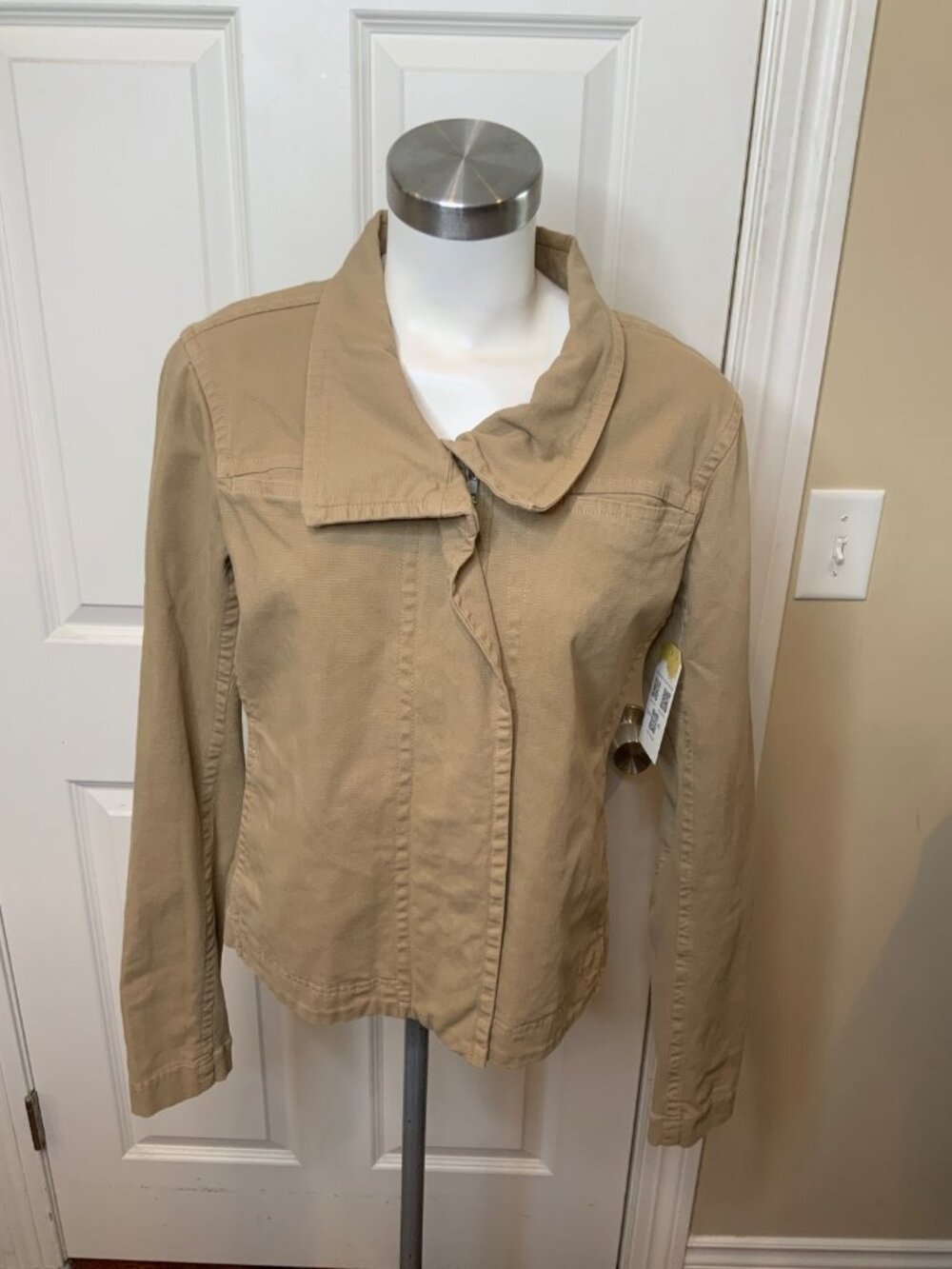 Standard James Perse Tan Chino Split Collar Zip-Up Jacket, Size Large (3)